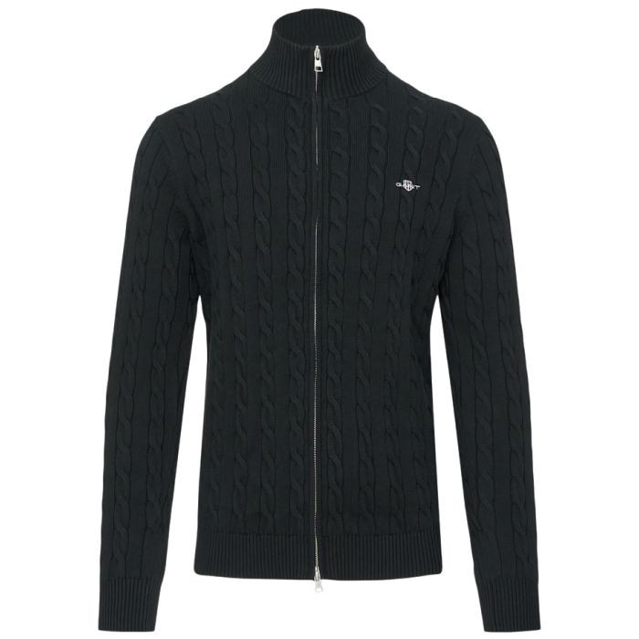 GANT Kardiganas vyrams, Juoda, cotton cable zipped cardigan 1