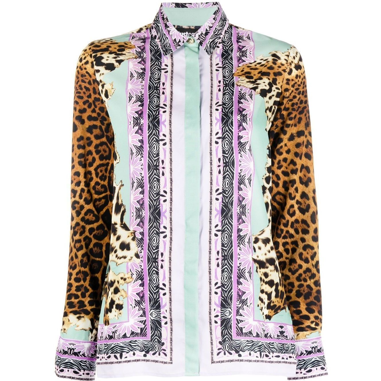 JUST CAVALLI Marškiniai ilgomis rankovėmis moterims, Žalia, Pannel leo  shirts