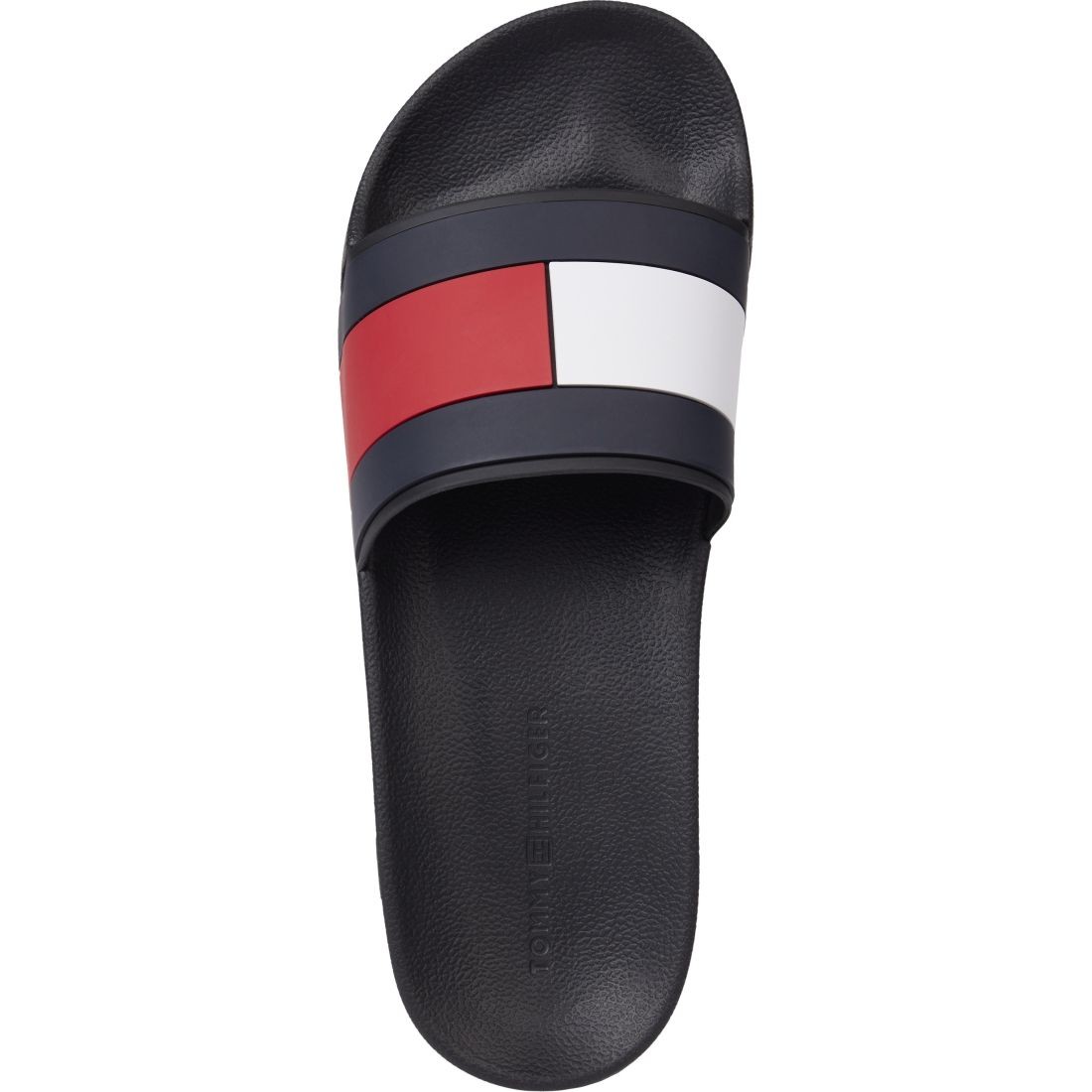 TOMMY HILFIGER Pliažo šlepetės per pirštą vyrams, Juoda, RUBBER FLAG POOL SLIDE 4