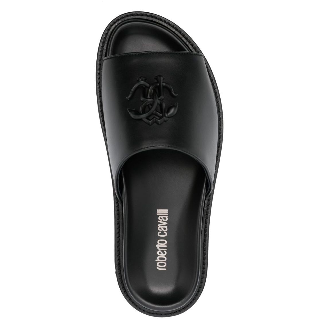 ROBERTO CAVALLI Šlepetės vyrams, Juoda, Leather slides 4