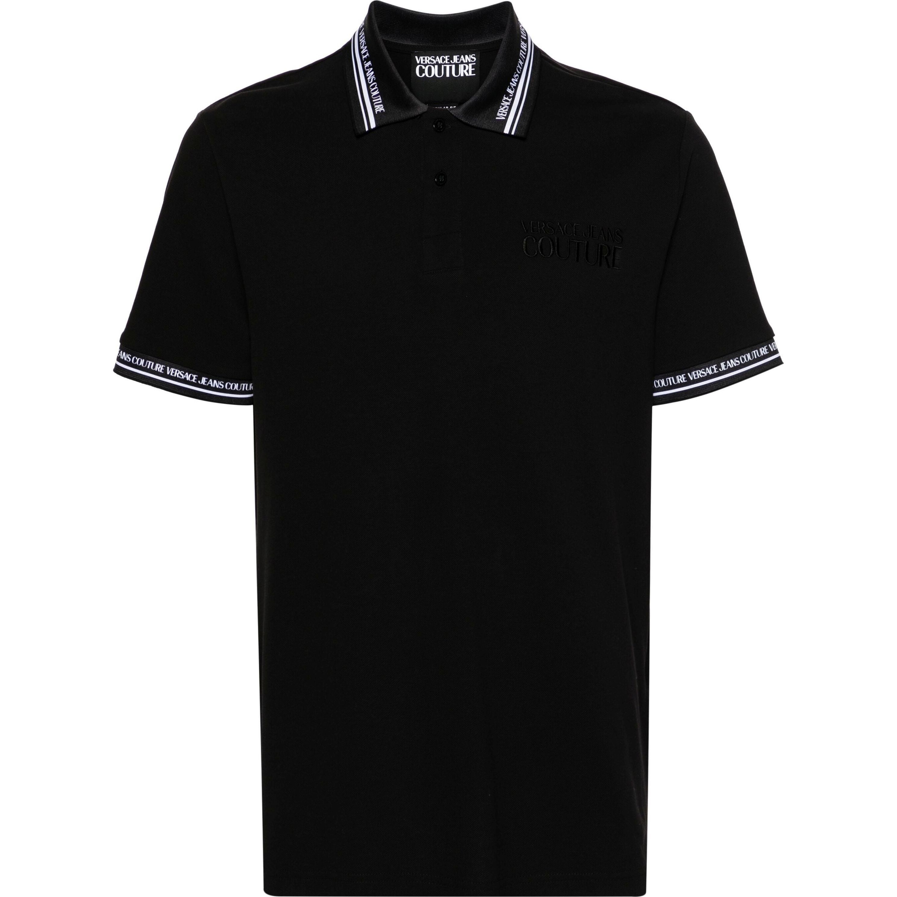 VERSACE JEANS CUTURE Polo marškiniai trumpos rank. vyrams, Juoda, Logo-embroidered polo shirt