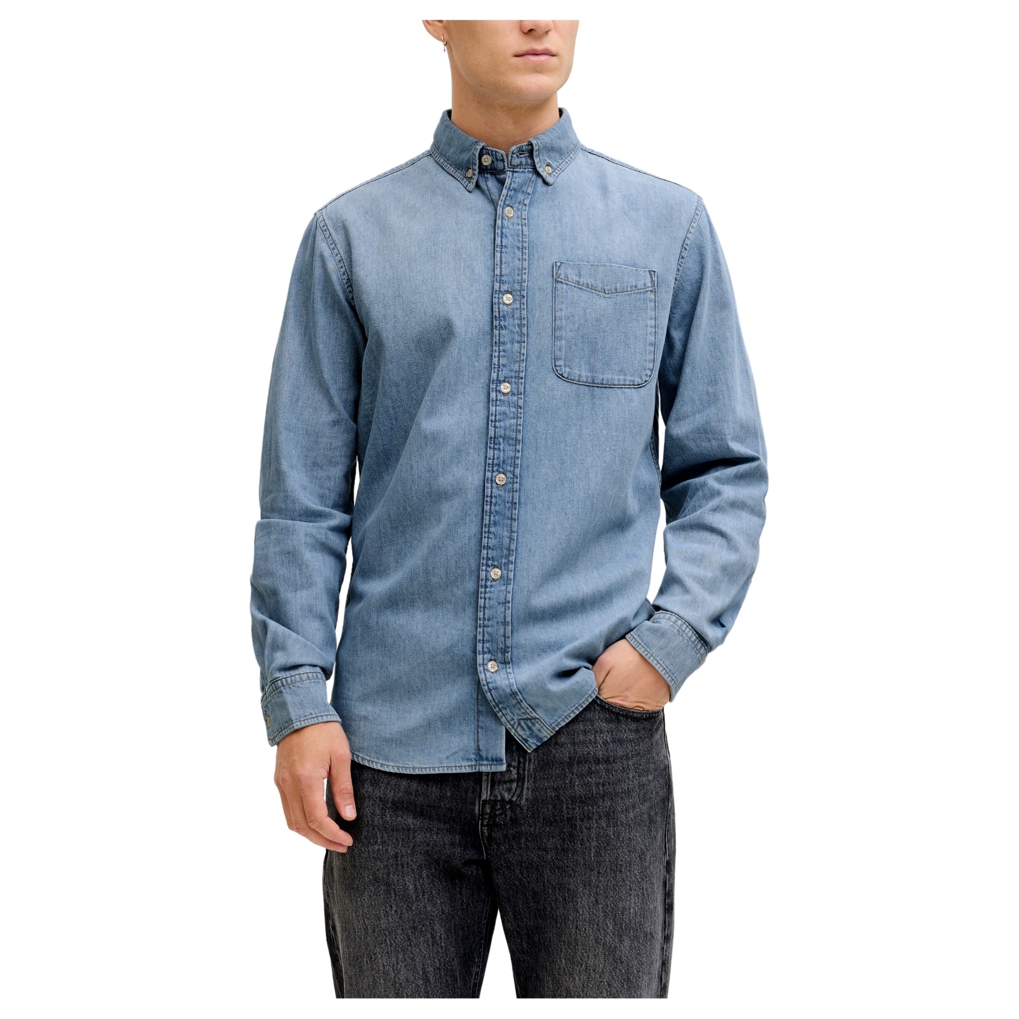 JACK & JONES Marškiniai trump. rankovėmis vyrams, Mėlyna, Brook oxford 2