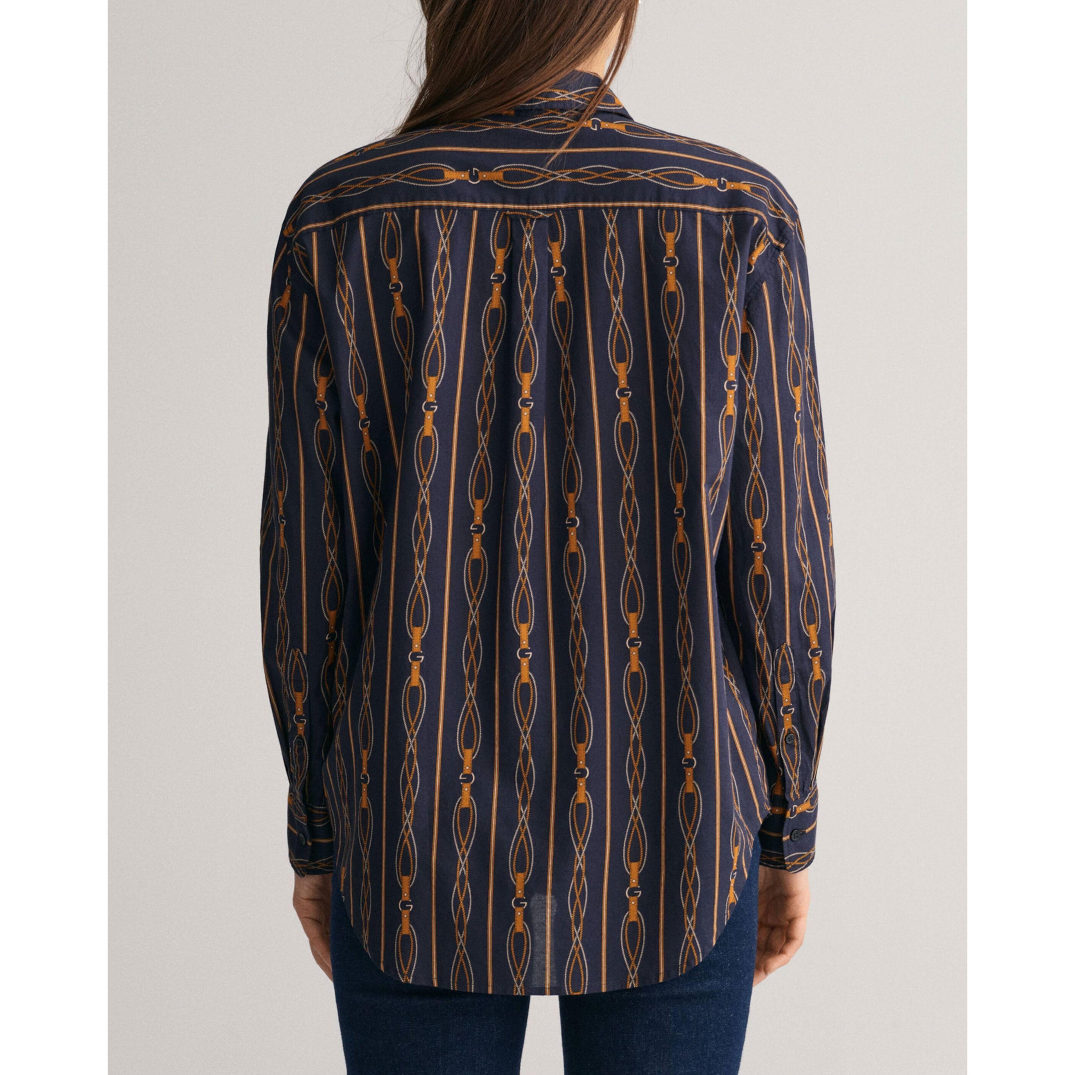 GANT Marškiniai moterims, Mėlyna, REL ROPE STRIPE COT 3