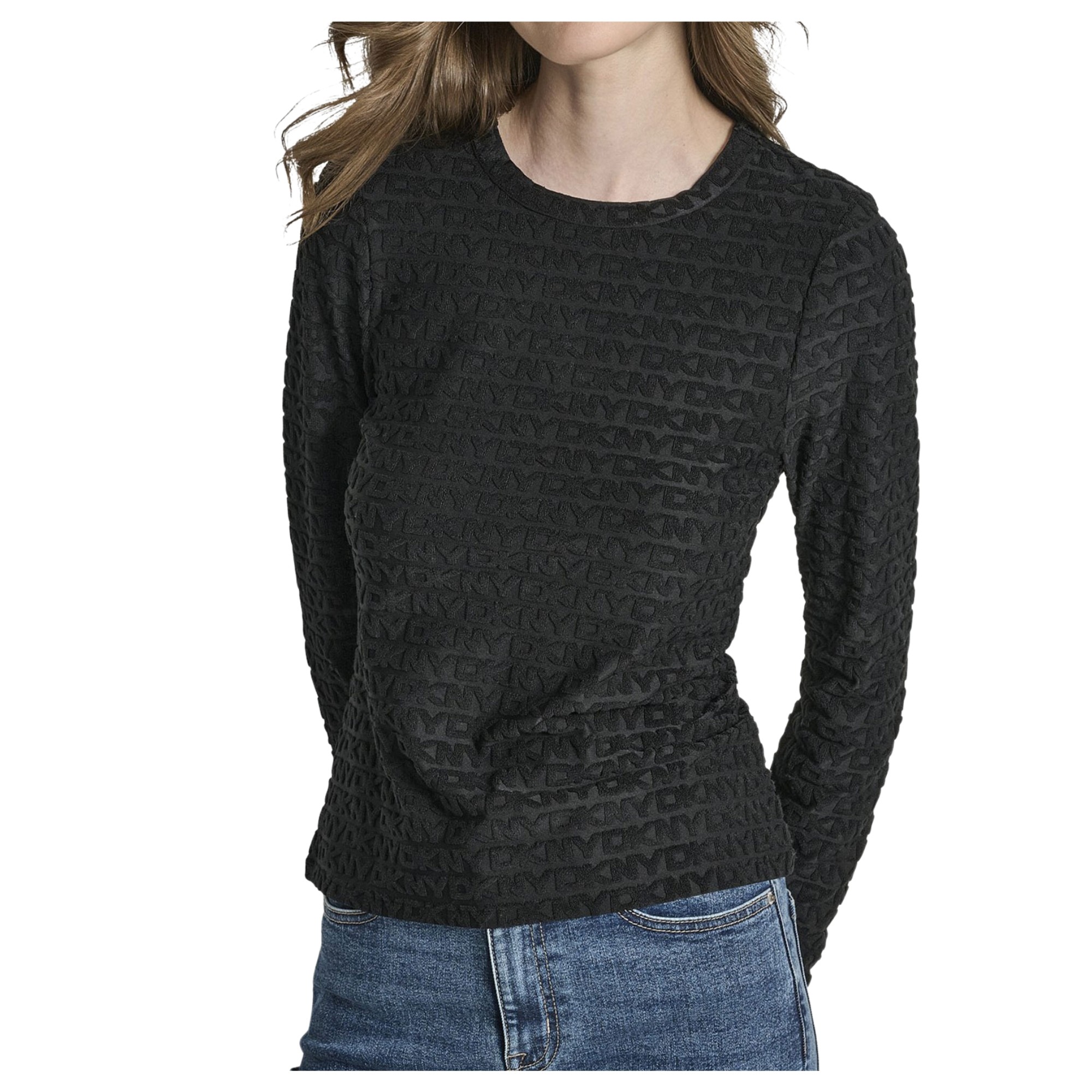 DKNY Palaidinės moterims, Juoda, Logo jacquard ls fit 1