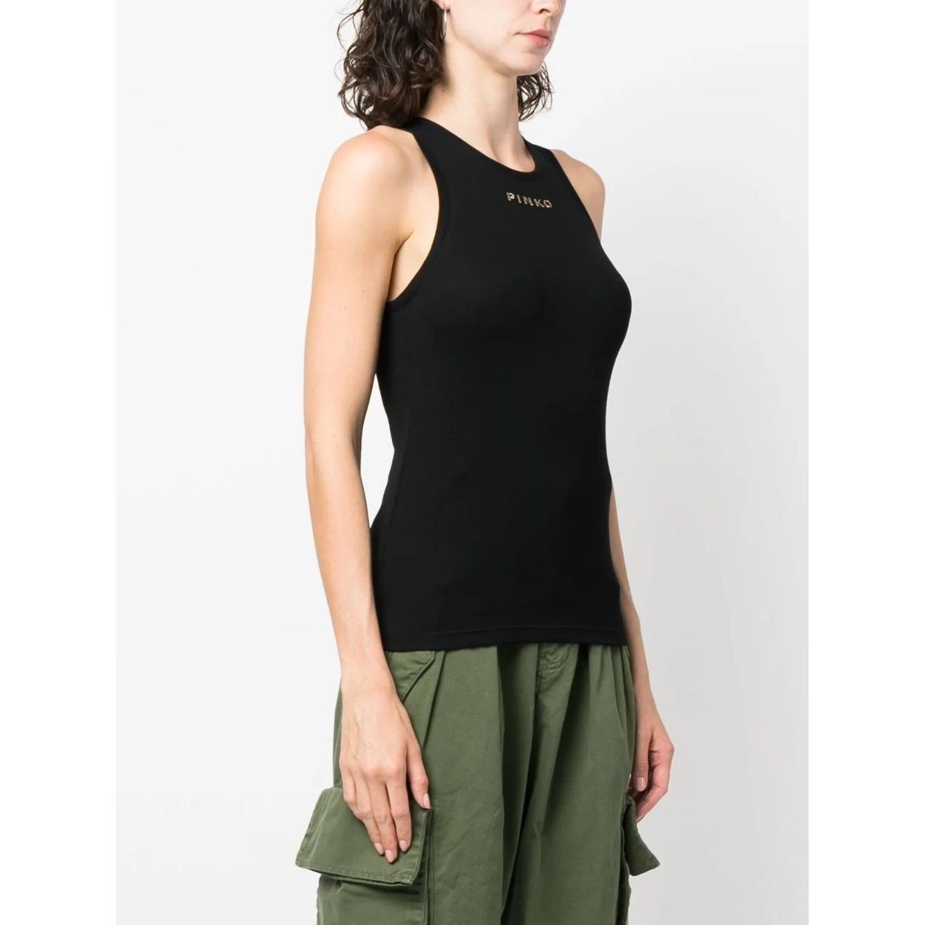 PINKO Marškiniai be rankovių moterims, Juoda, Distinto tank top 2