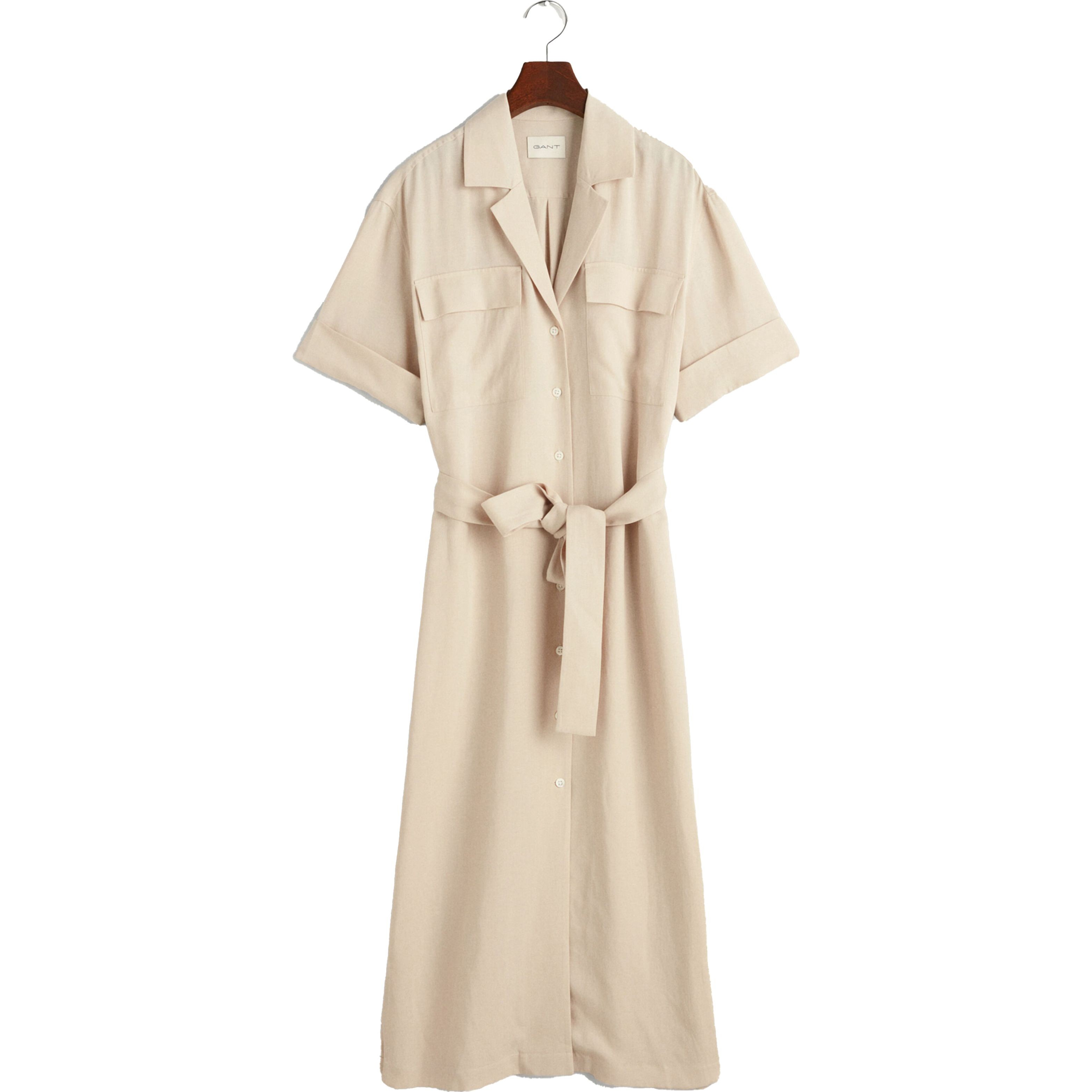GANT Midi suknelė moterims, Smėlio, REL POCKET SS SHIRT DRESS 1