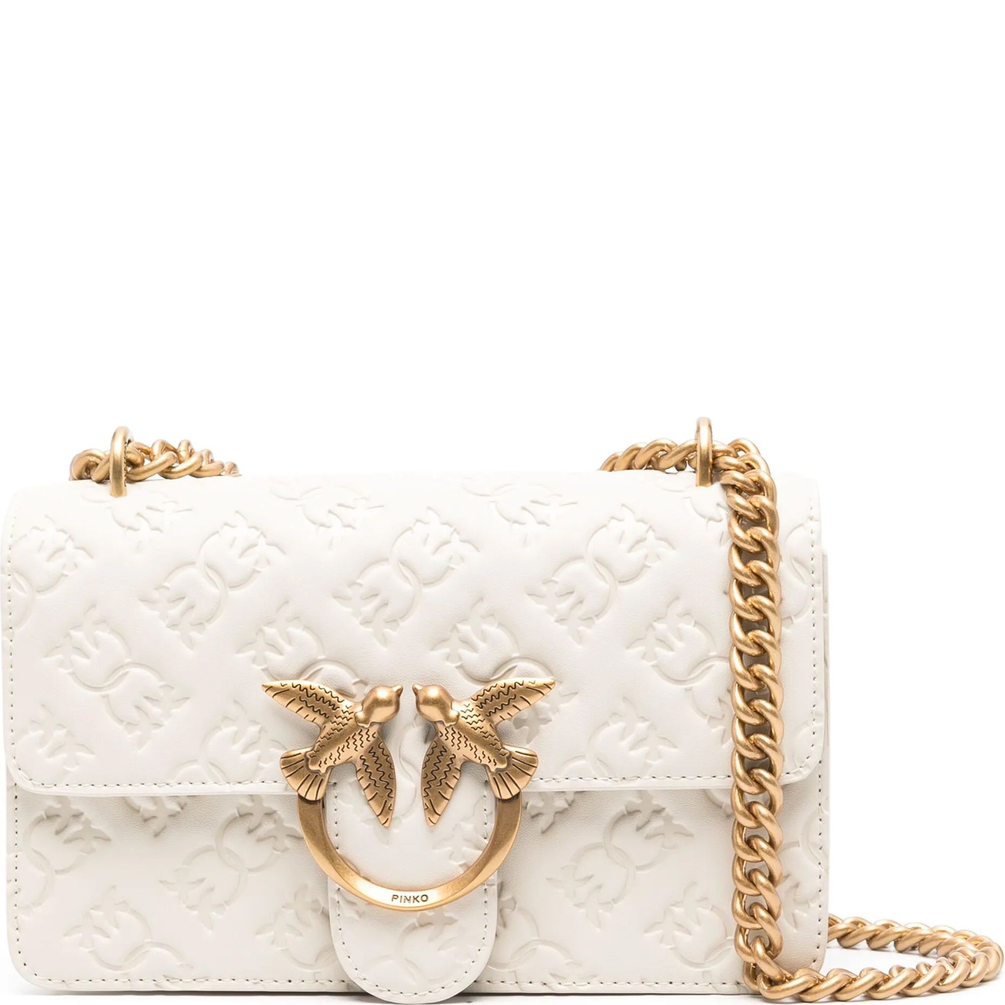 PINKO Rankinė per petį moterims, Balta, Love one mini shoulder bag 1