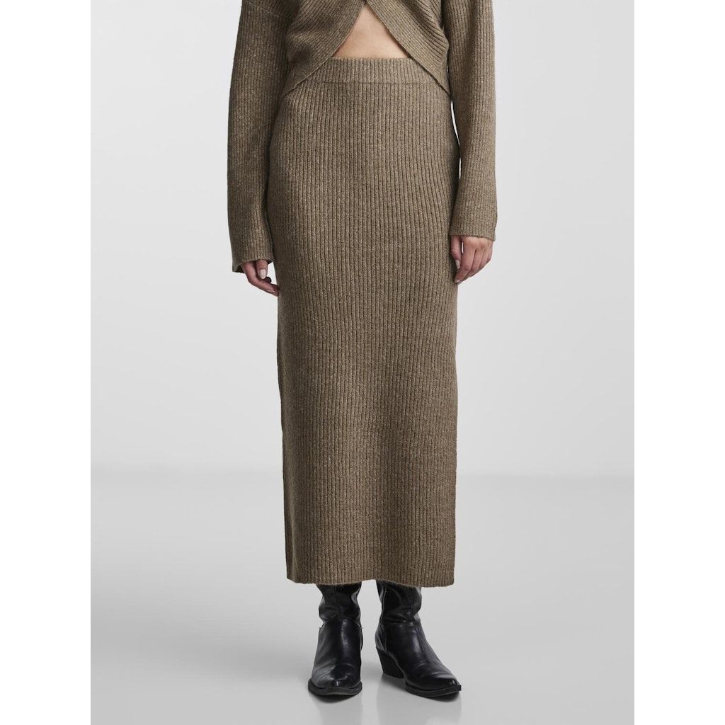 PIECES Maxi sijonas moterims, Ruda, PCJUNA HW ANKLE KNIT 3