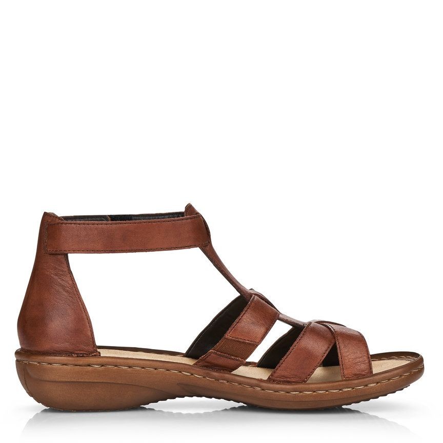 RIEKER Basutės moterims, Ruda, SANDALS 4