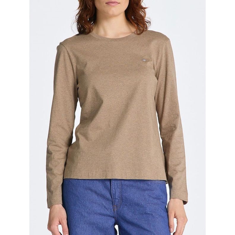 GANT Marškinėliai moterims, Ruda, REG SHIELD LS T-SHIRT 2