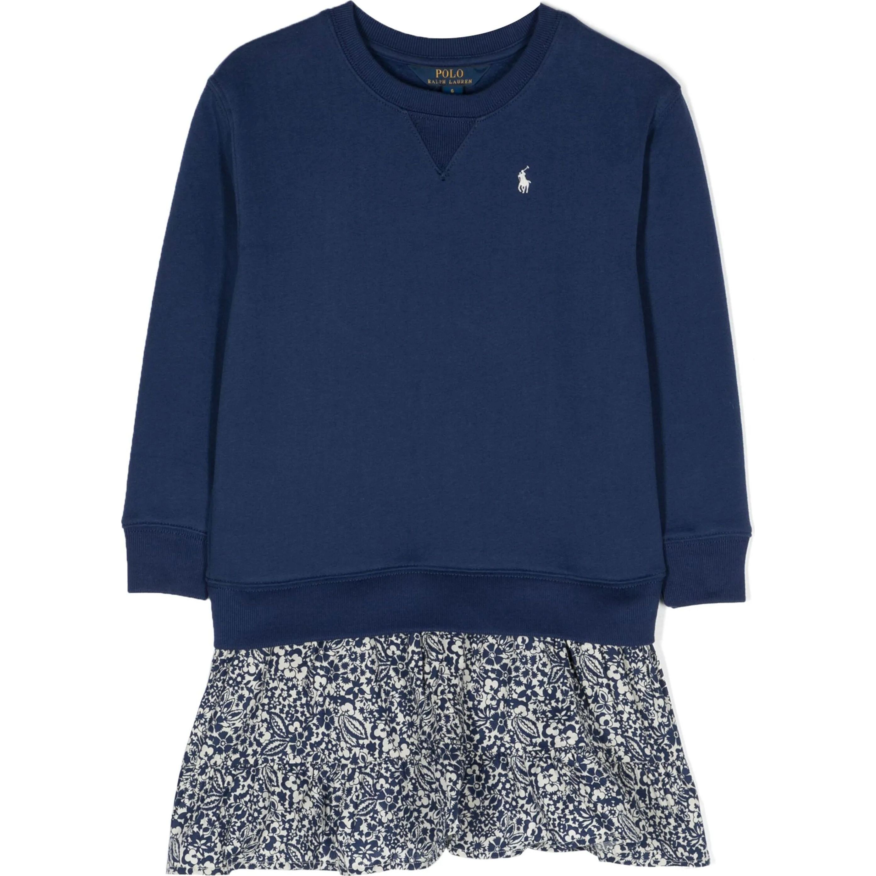 RALPH LAUREN KIDS Midi suknelė mergaitėms, Mėlyna, Long sleeve dress 1