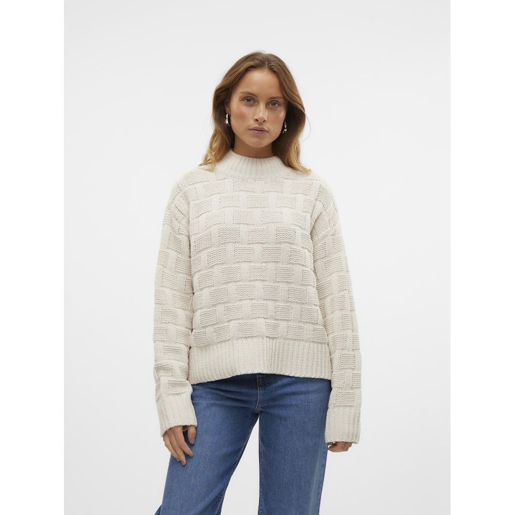 VERO MODA Megztinis su kaklu moterims, Smėlio, Isa highneck pullover boo 2