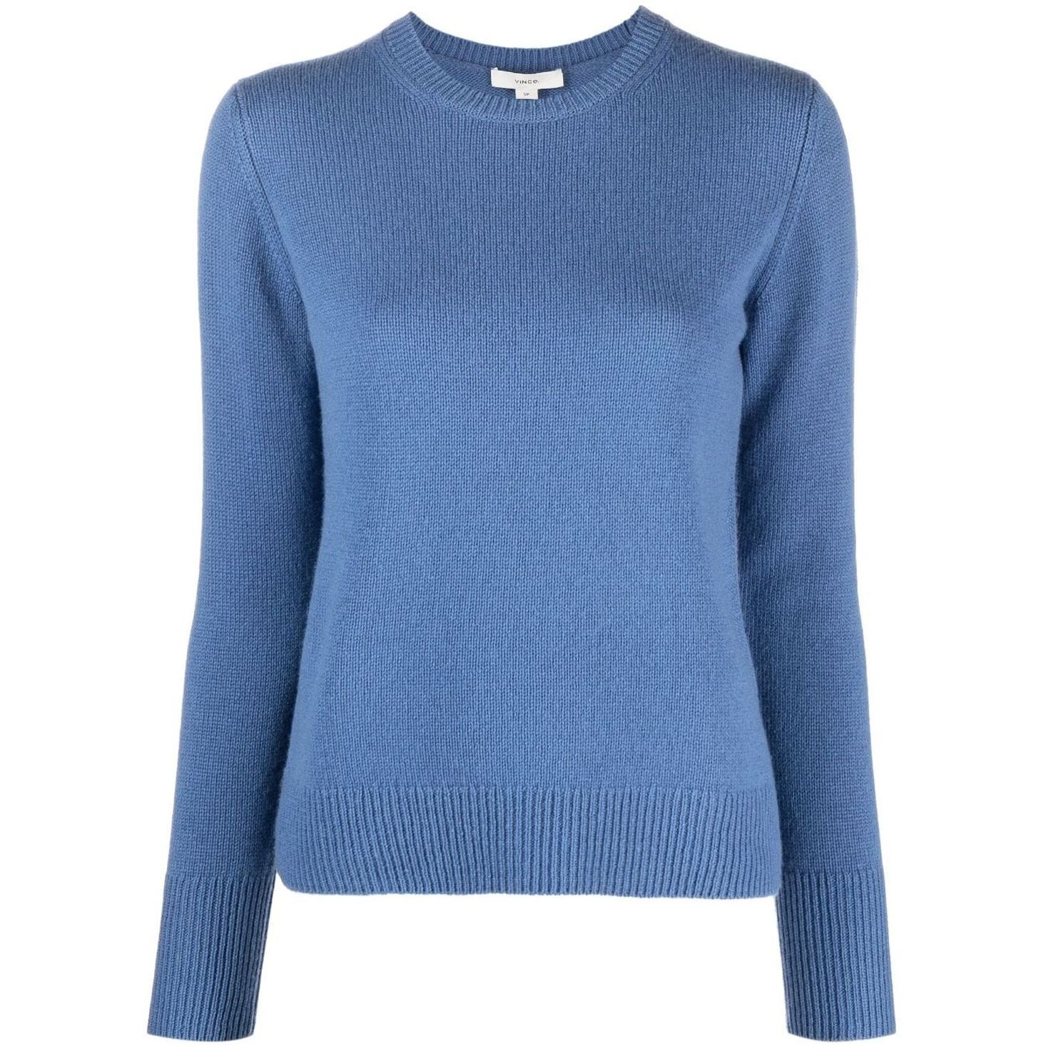 VINCE Marškinėliai ilgom. rankovėmis moterims, Mėlyna, Classic crew neck t-shirt 1