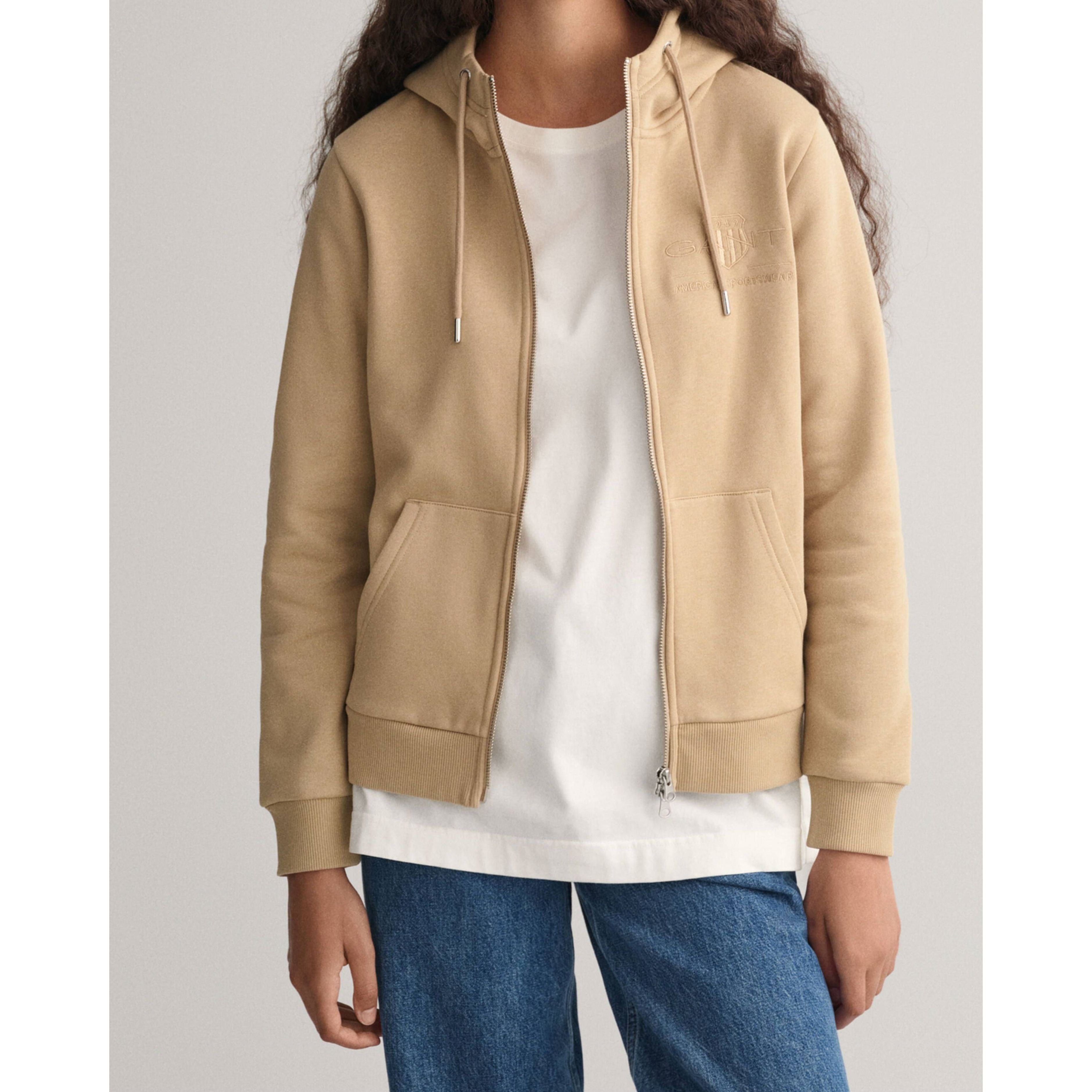 GANT Džemperis moterims, Žalia, REG TONAL SHIELD ZIP HOODIE 2