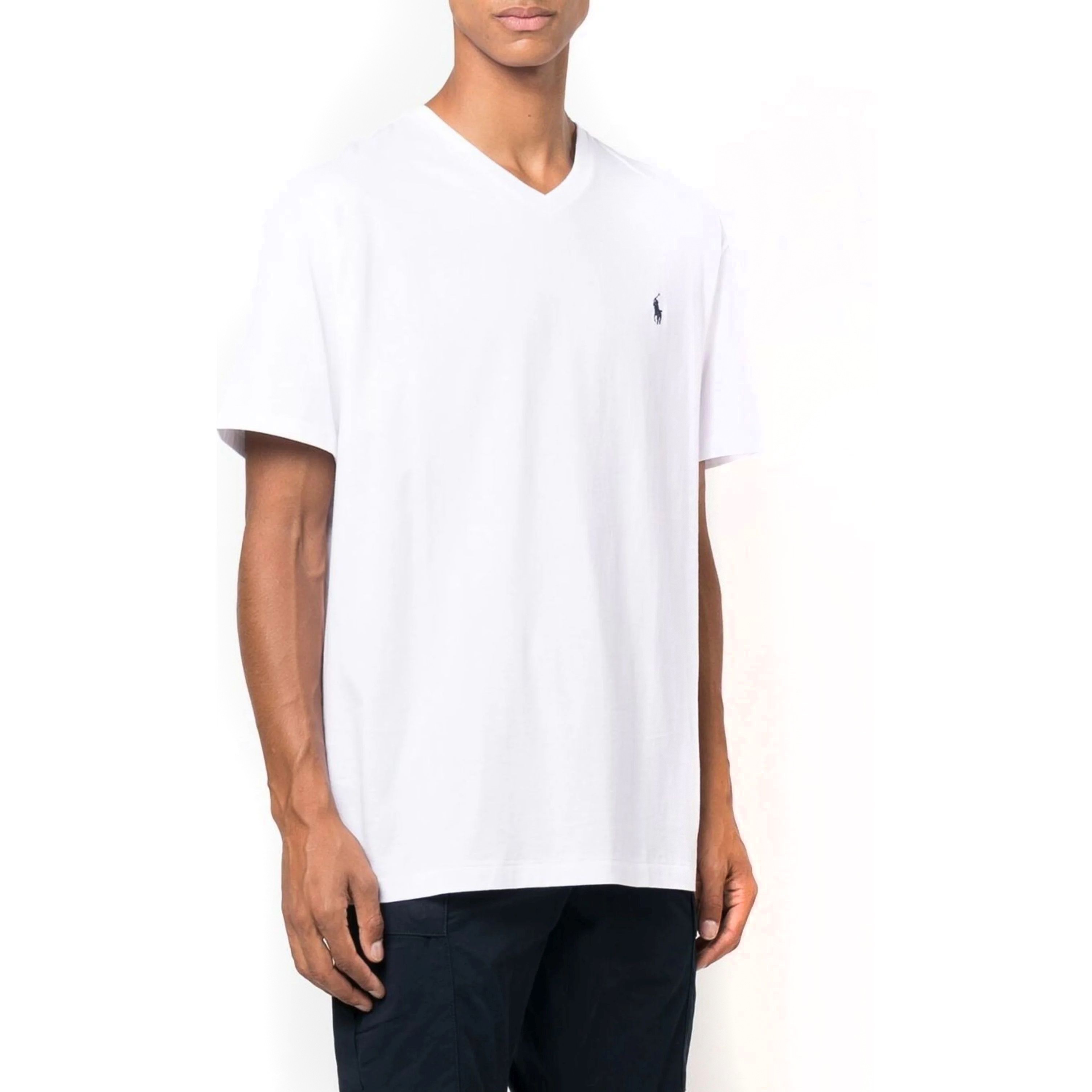 POLO RALPH LAUREN Marškinėliai trump. rankovėmis vyrams, Balta, Classic fit v-neck t-shirt 3
