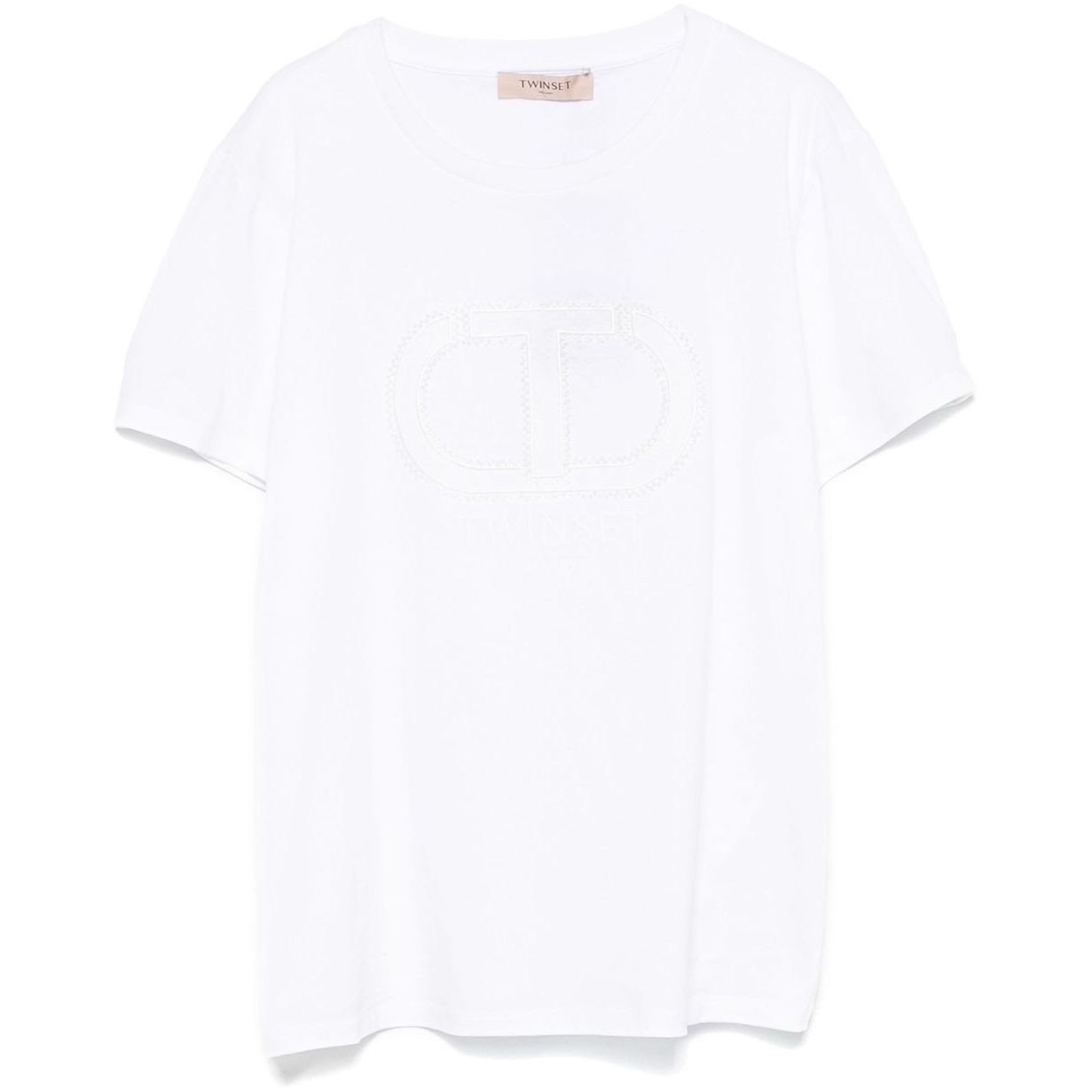 TWINSET Marškinėliai trump. rankovėmis moterims, Balta, T-shirt with logo embroidery