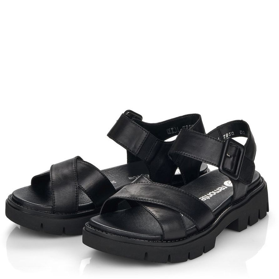 REMONTE Basutės moterims, Juoda, SANDALS 8