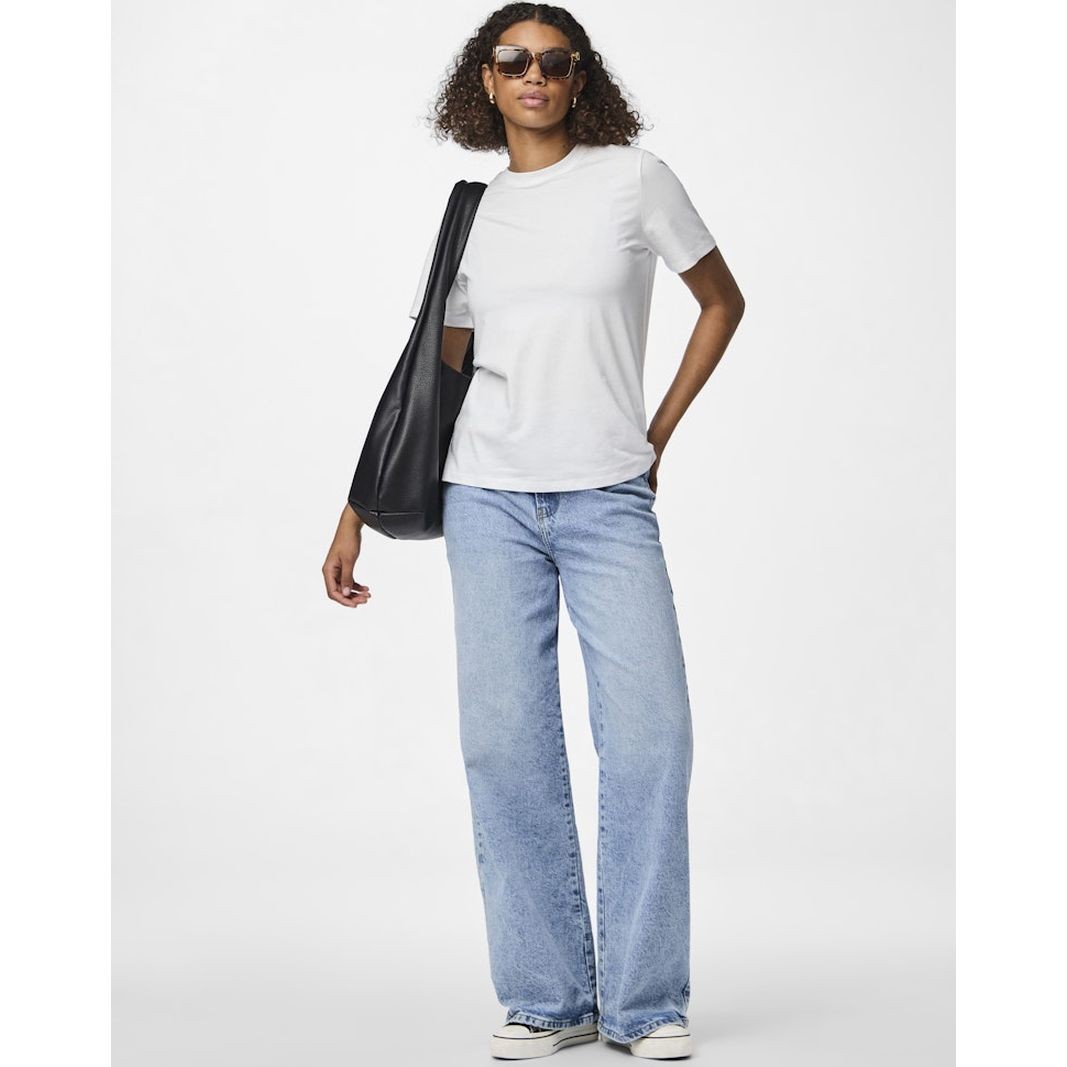 PIECES Marškinėliai moterims, Balta, Ria solid tee 7