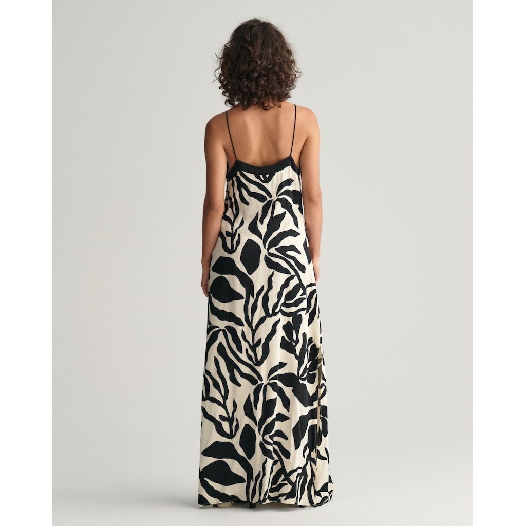 GANT Midi suknelė moterims, Smėlio, PALM PRINT STRAP DRESS 3