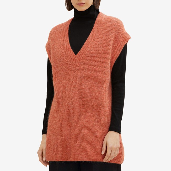 TOM TAILOR Pūkinė liemenė moterims, Oranžinė, Liemenė 2