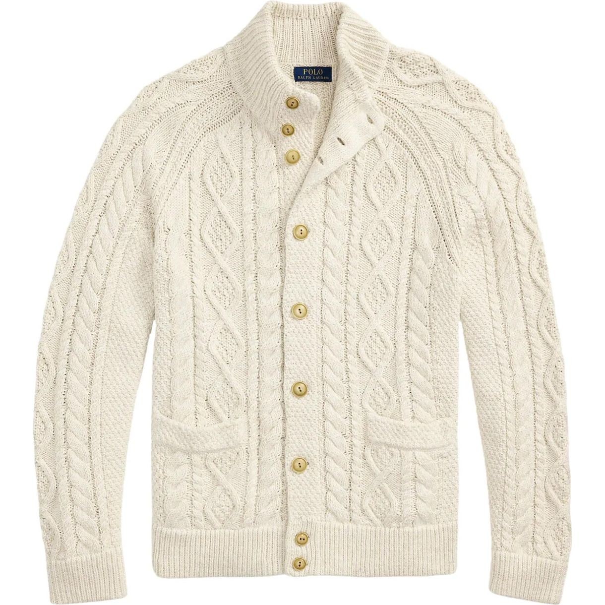 POLO RALPH LAUREN Kardiganas vyrams, Smėlio, Long sleeve-cardigan