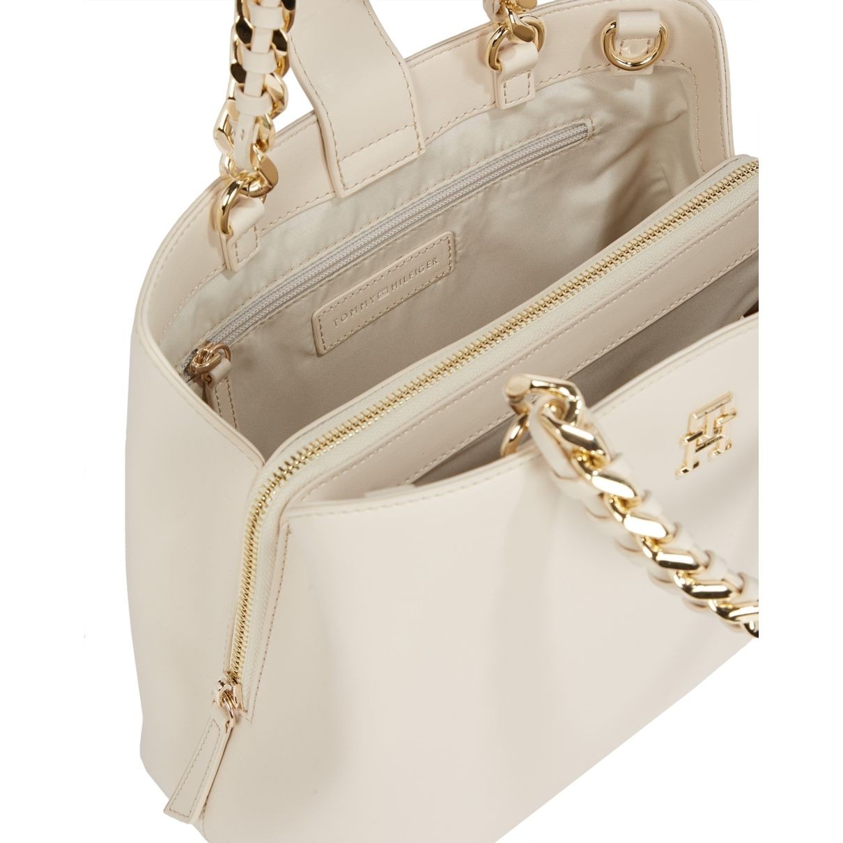 TOMMY HILFIGER Rankinė per petį moterims, Smėlio, Feminine medium satchel 4