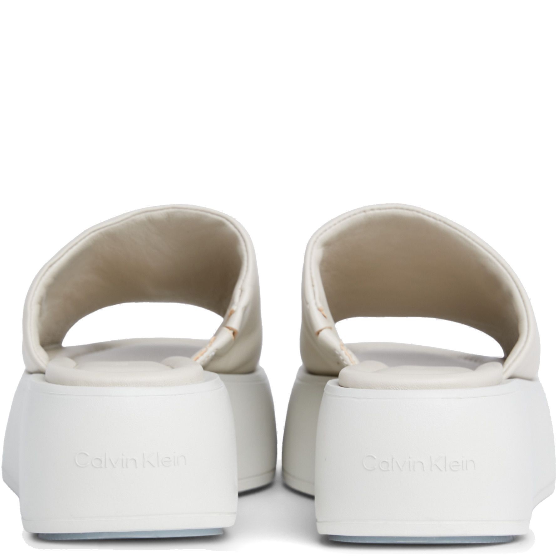 CALVIN KLEIN Guminės šlepetės moterims, Smėlio, Flatform slide 3