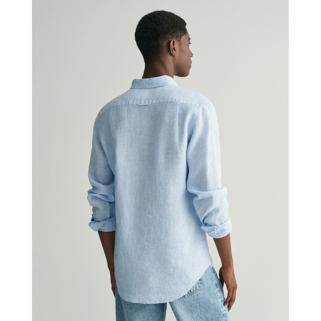 GANT Marškiniai vyrams, Mėlyna, SLIM LINEN SHIRT 3