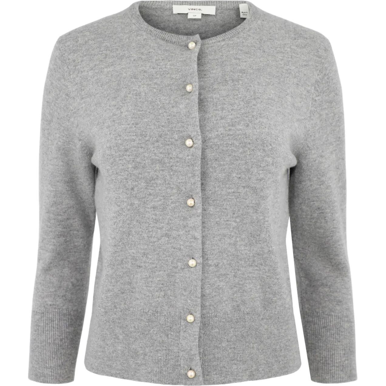 VINCE Kardiganas moterims, Pilka, Pearl button cardigan 1