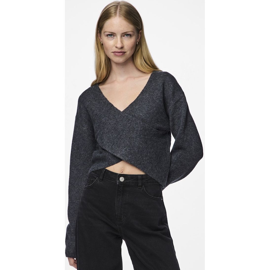 PIECES Megztinis moterims, Mėlyna, Nanu rev drape knit 2