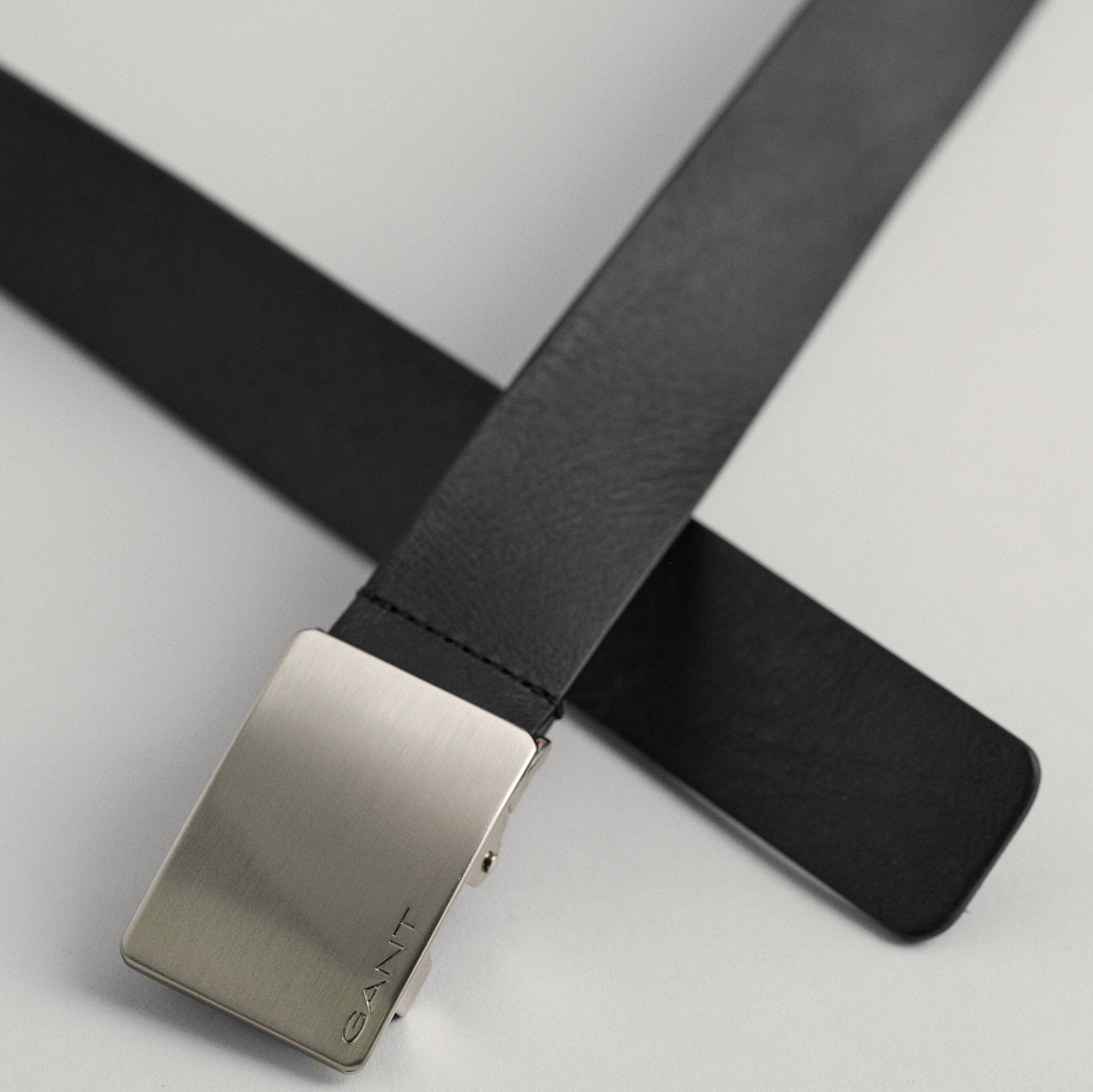 GANT Diržas vyrams, Juoda, PLAQUE BUCKLE LEATHER 2