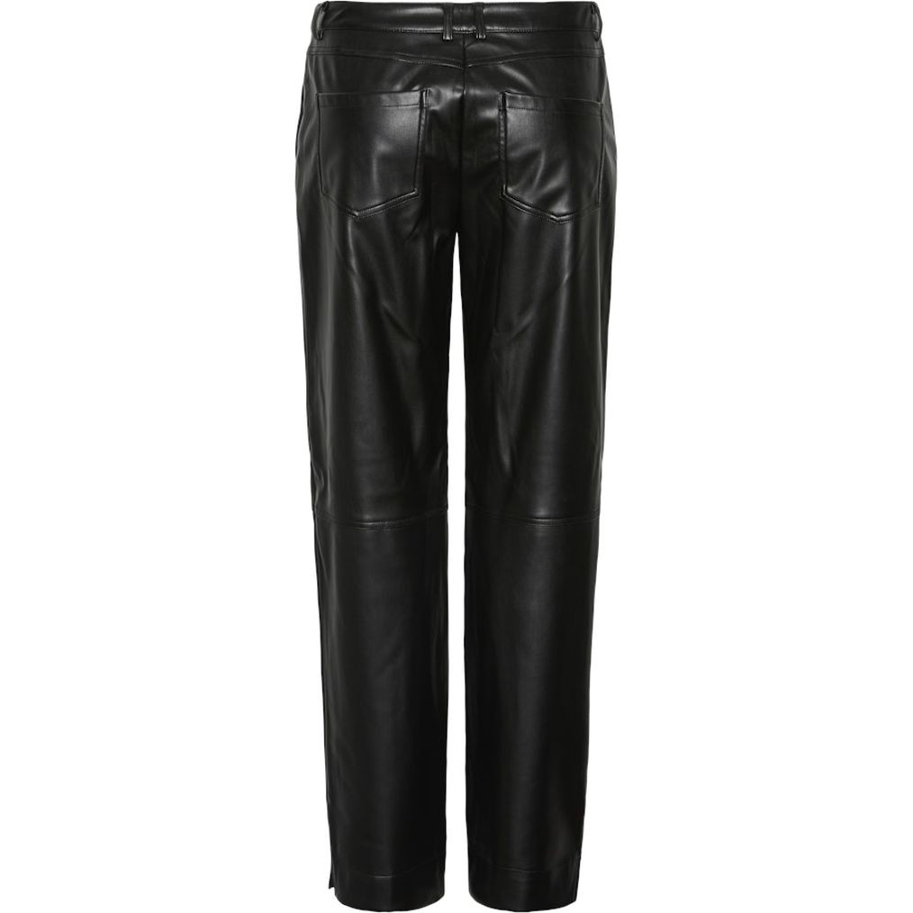 PIECES Odinės kelnės moterims, Juoda, Neeth pu pants 2