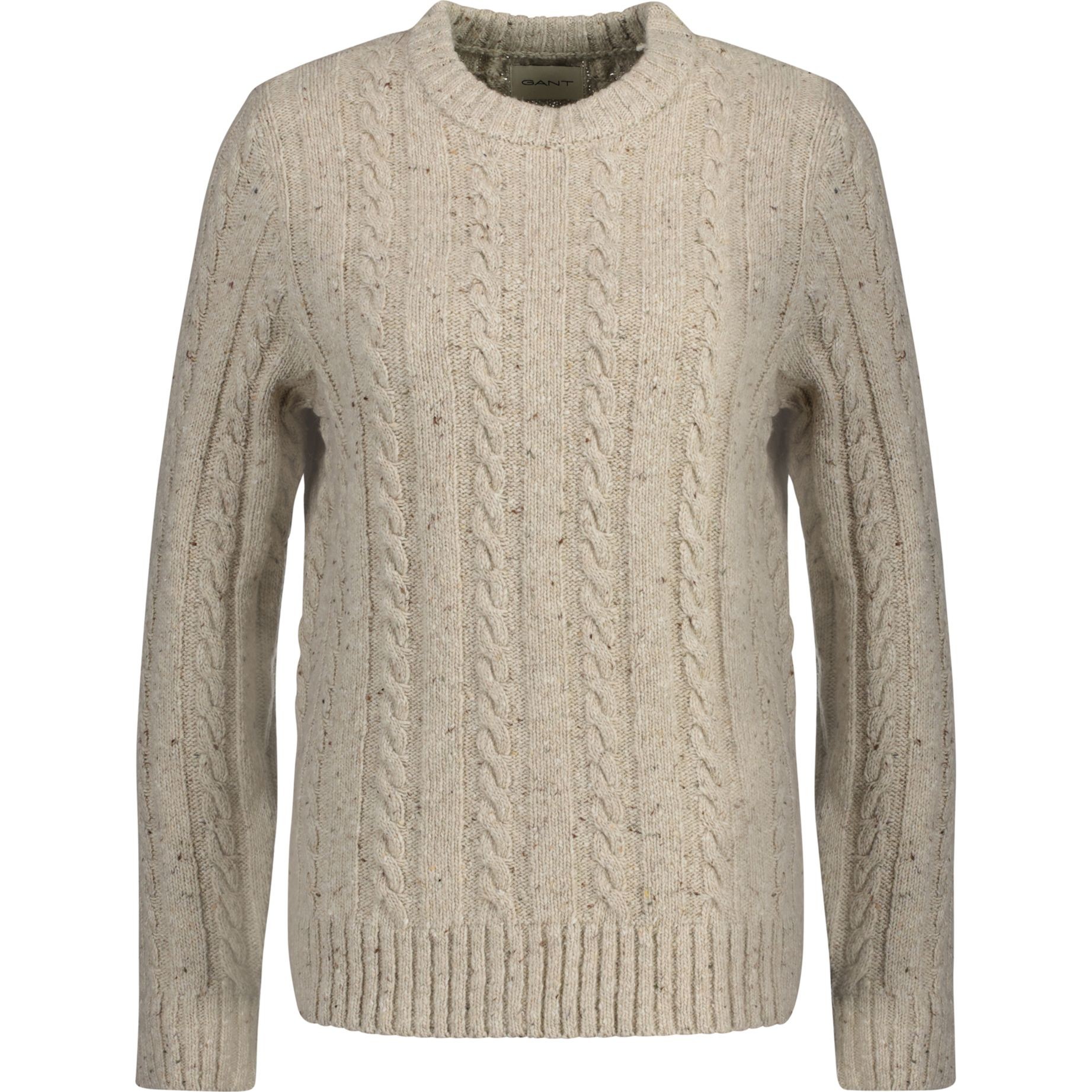 GANT Megztinis moterims, Smėlio, Neps cable knit c-neck sweater 1