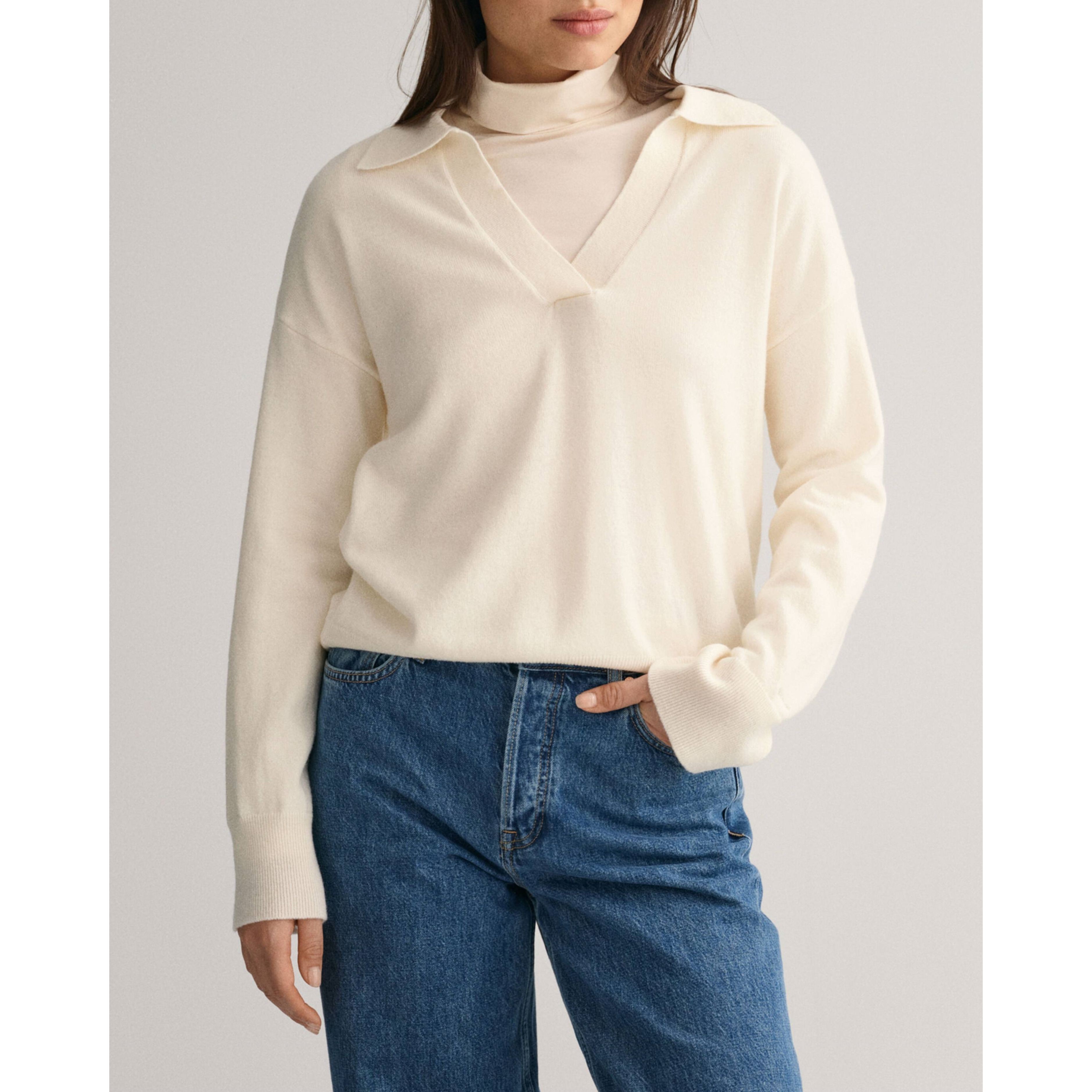 GANT Megztinis moterims, Balta, SUPERFINE LAMBSWOOL 2