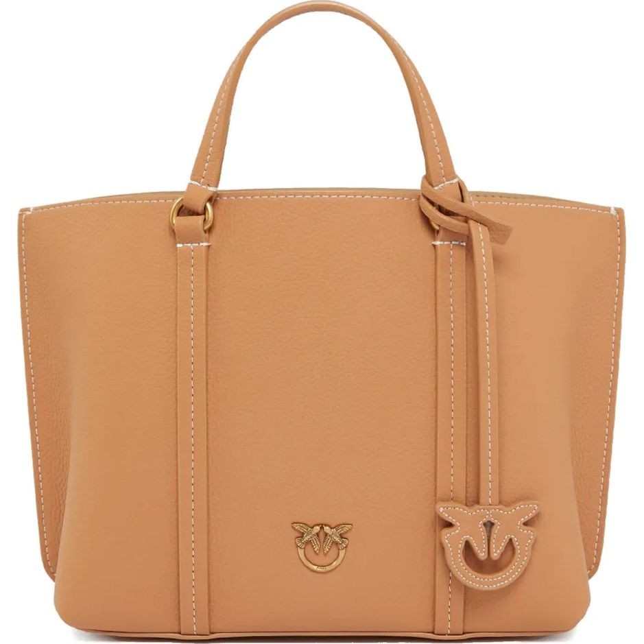 PINKO Pirkinių krepšys moterims, Ruda, Carrie leather tote bag 1