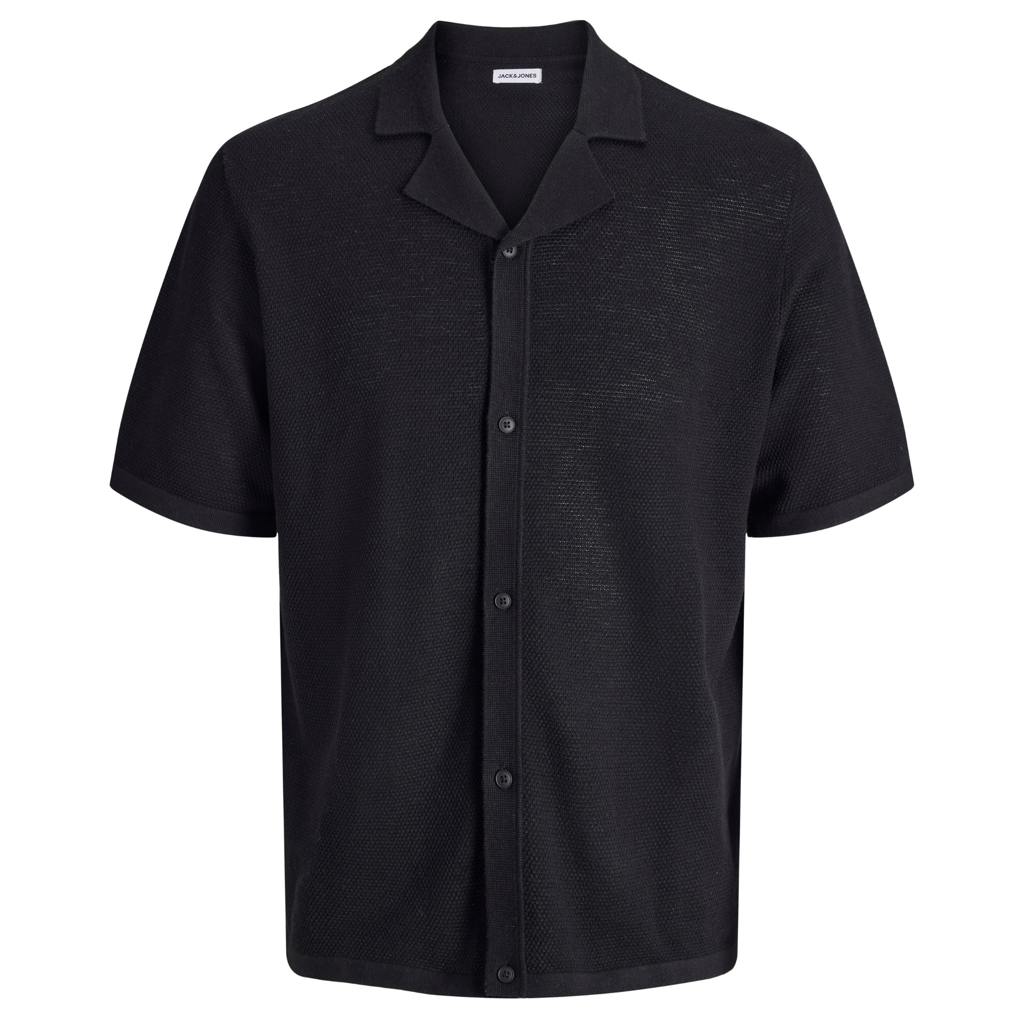 JACK & JONES Marškiniai trump. rankovėmis vyrams, Juoda, Chris knit 1