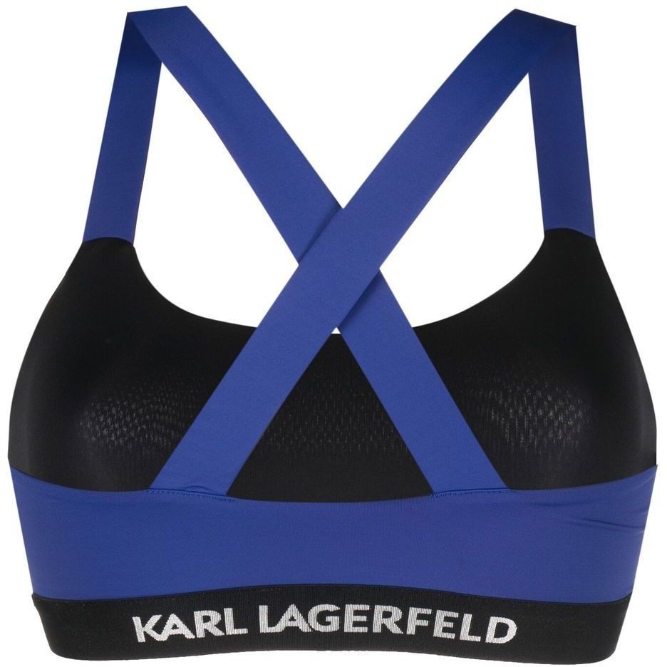 KARL LAGERFELD Viršutinė kostiumėlio dalis moterims, Mėlyna, Bandeau w/ logo elastic 2