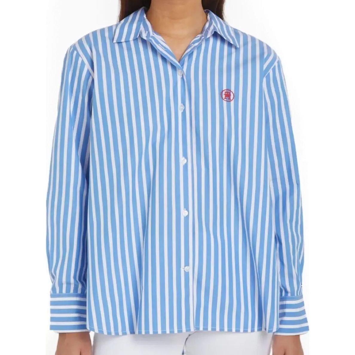 TOMMY HILFIGER Marškiniai ilgomis rankovėmis moterims, Mėlyna, Smd stripe easy fit ls shirt 1