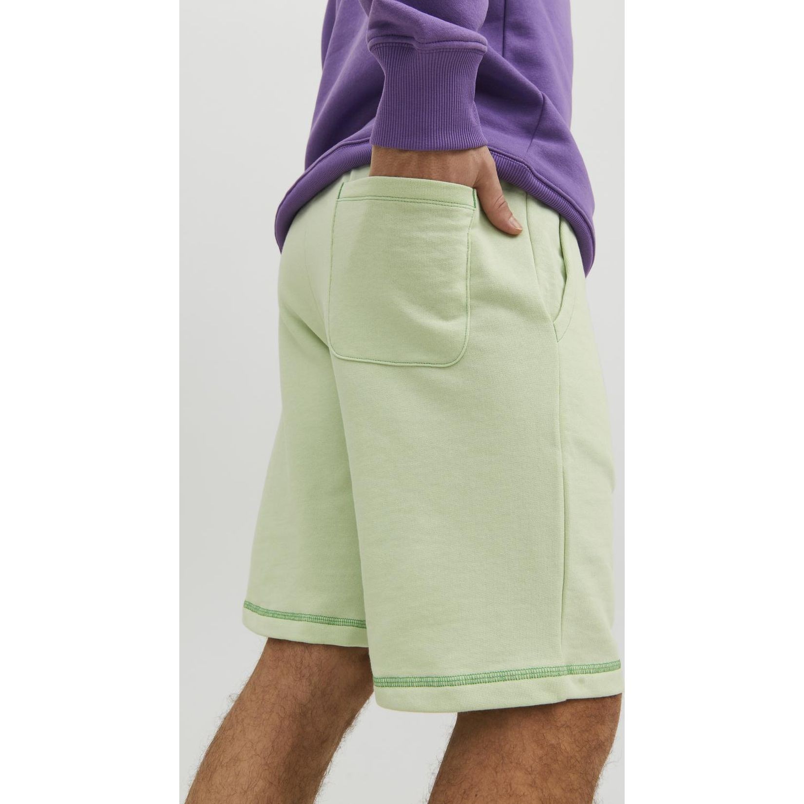 JACK & JONES Šortai vyrams, Žalia, JPSTFADED SWEAT 4