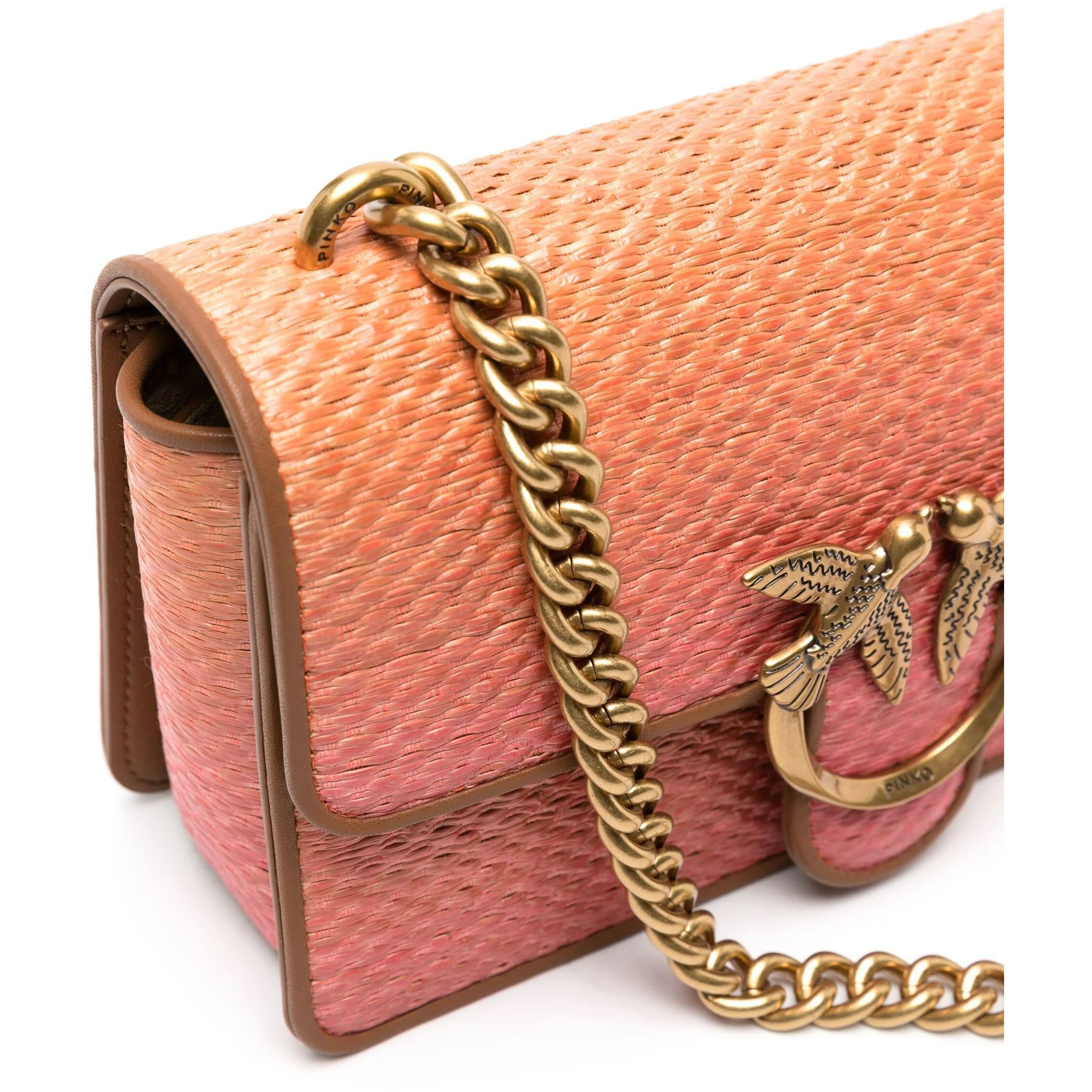 PINKO Rankinė per petį moterims, Rožinė, Mini raffia shoulder bag 3