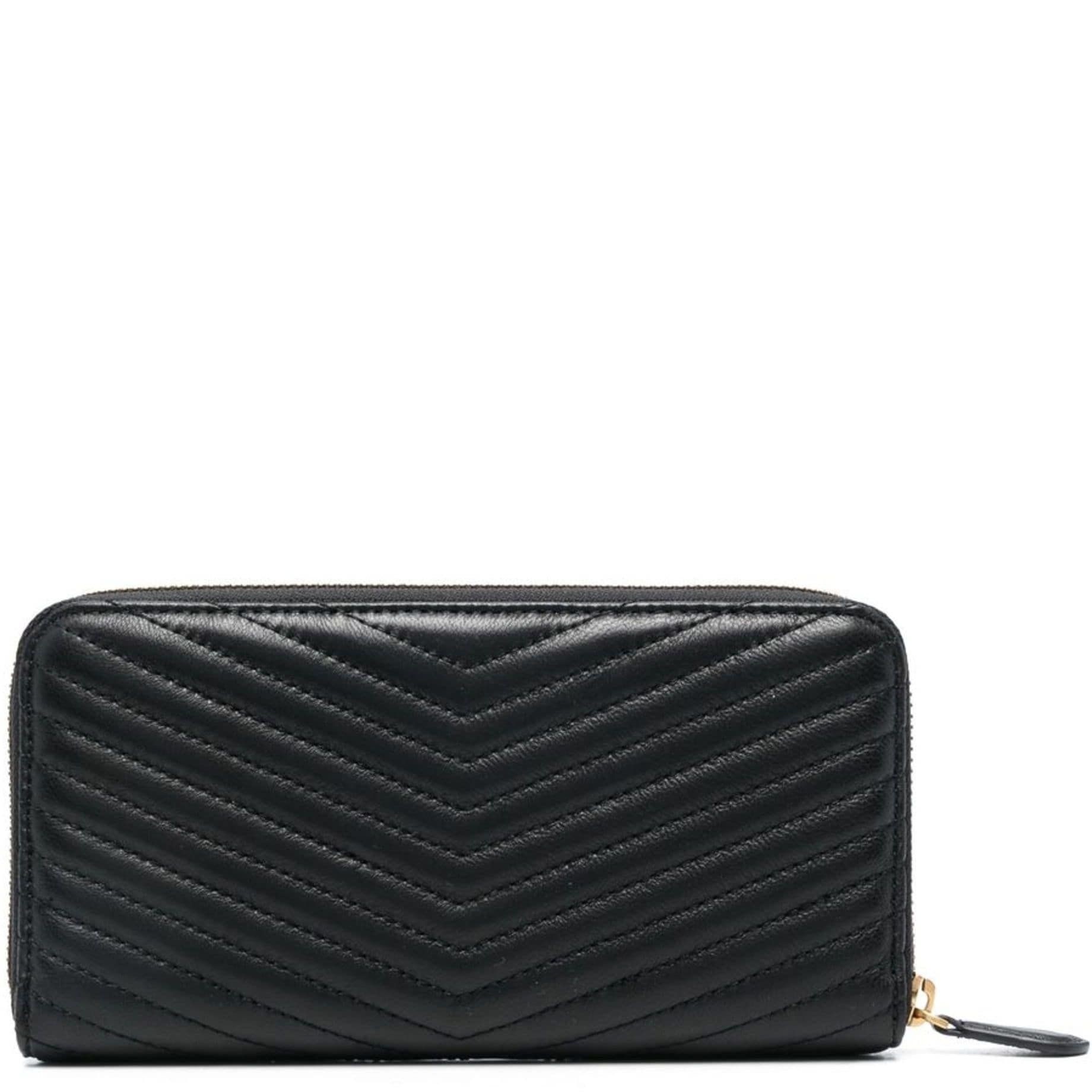 PINKO Piniginė moterims, Juoda, Ryder chevron leather wallet 2