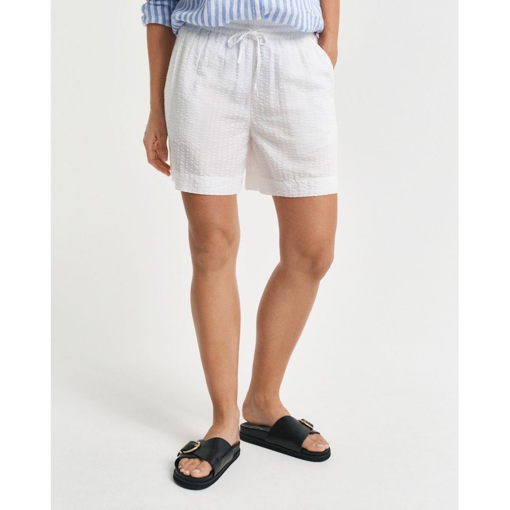 GANT Šortai moterims, Balta, Tonal stripe shorts 4