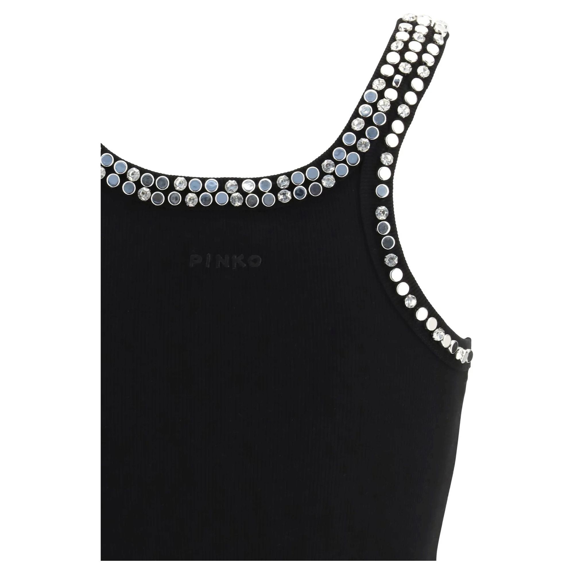 PINKO Marškiniai be rankovių moterims, Juoda, Coriandoli top tank 3