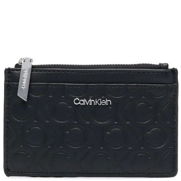 CALVIN KLEIN Piniginė moterims, Juoda, MUST CARDHOLDER LG EMBOSSED 1