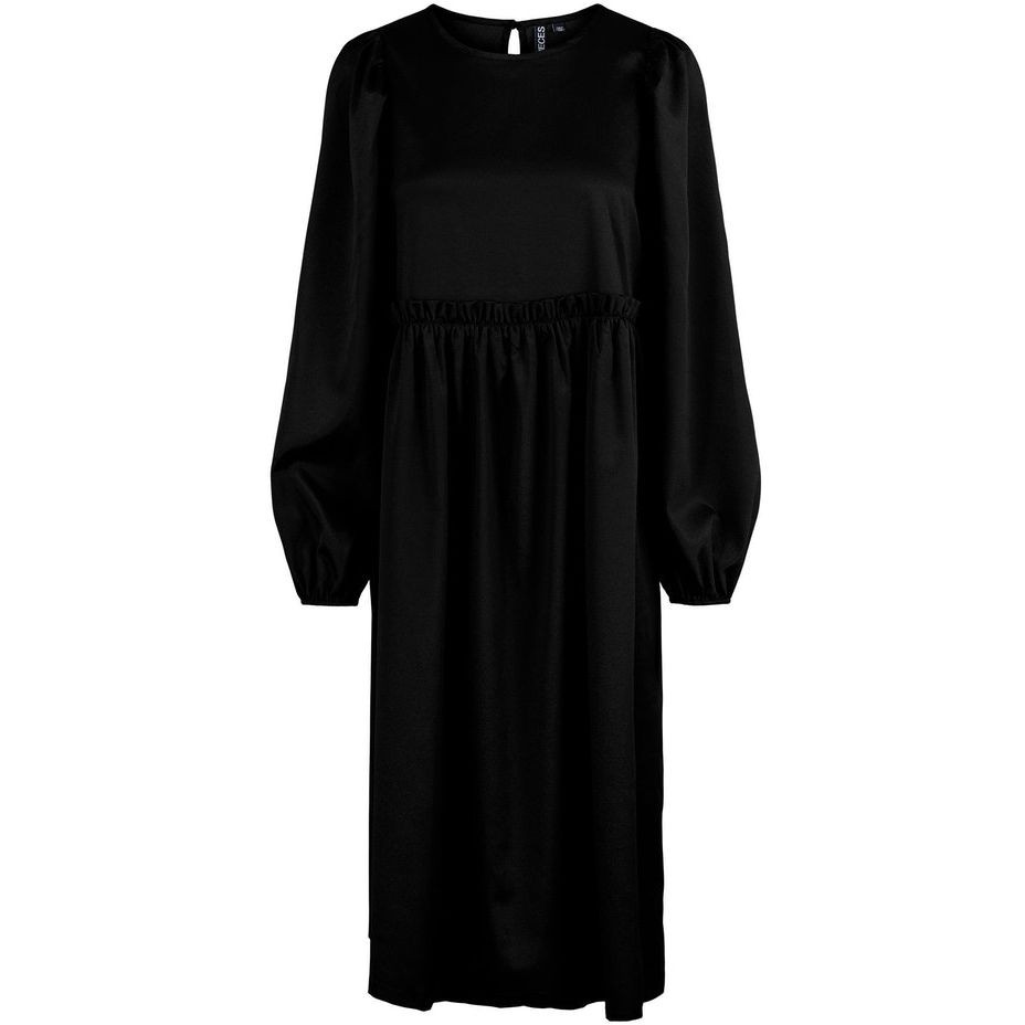 PIECES Midi suknelė moterims, Juoda, PCDYNE LS MIDI DRESS