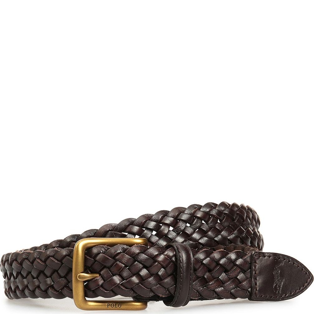 POLO RALPH LAUREN Diržas vyrams, Ruda, Braided vachetta leather belt 3