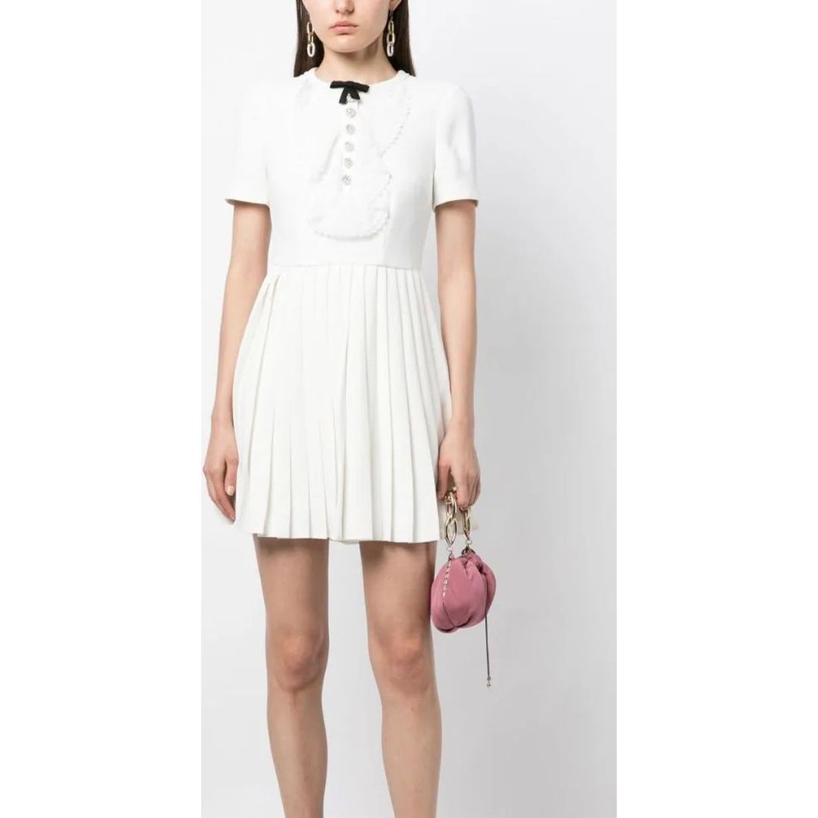 SELF PORTRAIT Mini suknelė moterims, Balta, White lace bib mini dress 2