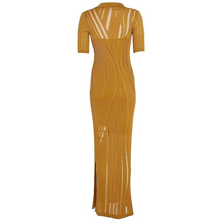 CALVIN KLEIN Vakarinės suknelė moterims, Auksinė, Texture stitch dress 2