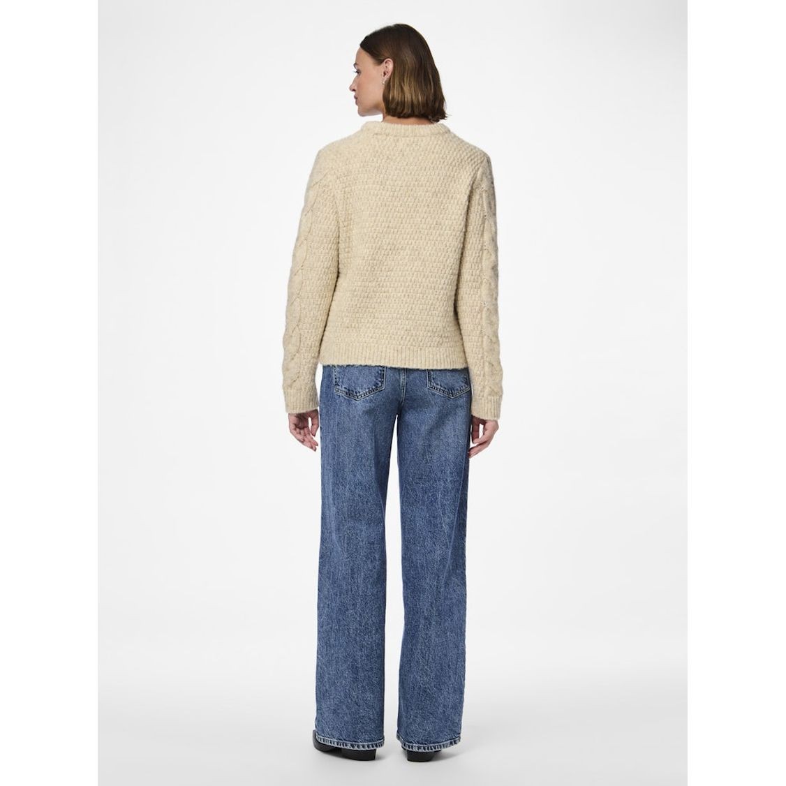 PIECES Megztinis moterims, Smėlio, Nina o-neck knit 6