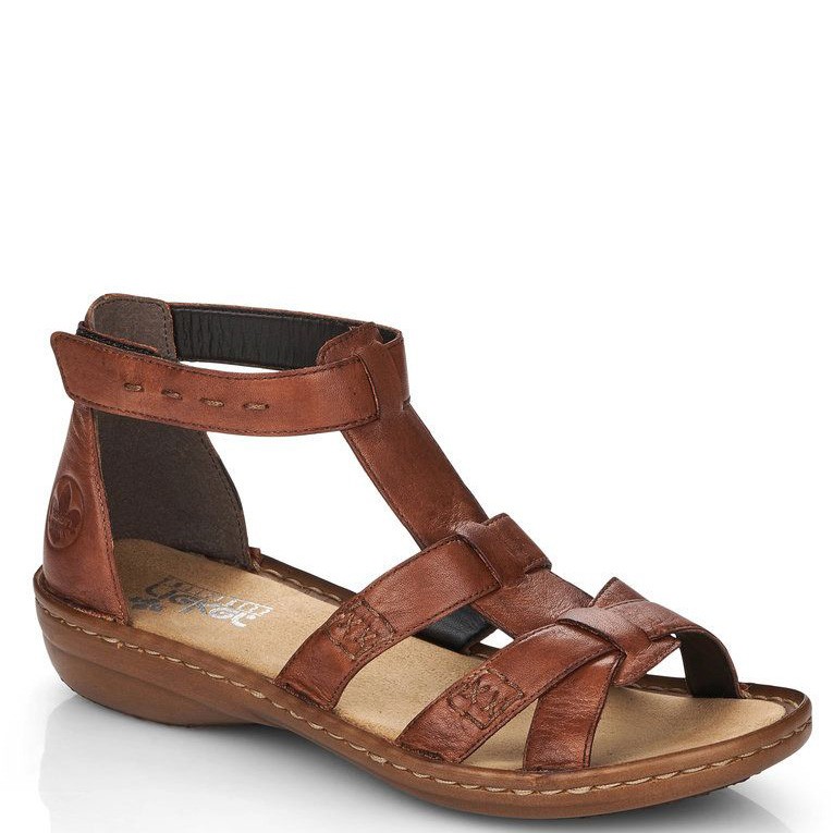 RIEKER Basutės moterims, Ruda, SANDALS 1